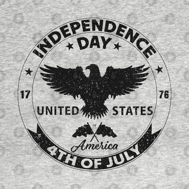 Flight of Freedom: Celebrating 4th of July with Patriotic Eagle Black Design by PositiveMindTee